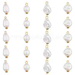 SUPERFINDINGS 80Pcs 4 Styles ABS Plastic Imitation Pearl Pendants, with Iron and Alloy Findings, Oval & Teardrop & Flat Round, Creamy White, 17.5~23.5x10.5~14.5x5~10mm, Hole: 1.8~3mm, 20pcs/style