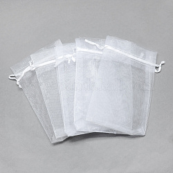 Bolsas de organza, Rectángulo, blanco, 16x11 cm