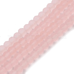 Прозрачные стеклянные бусины, граненые, матовые, рондель, розовые, 10 мм, отверстие : 1 мм