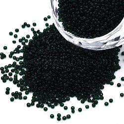 15/0 Transparent Czech Glass Seed Beads, Round, Dark Slate Gray, 1.5x1mm, Hole: 0.5mm, about 500g/bag
