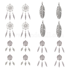 Componentes de araña de aleación de estilo tibetano, enlaces y colgantes., plata antigua, 120 PC / sistema