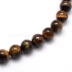 Grade ab naturelle perles rondesoeil de tigre brins, 12mm, Trou: 1mm, Environ 33 pcs/chapelet, 15.5 pouce