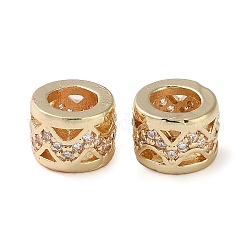 Gestell aus Messing mit europäischen Zirkonia-Perlen, Bleifrei und cadmium frei, langlebig plattiert, Kolumne, golden, 8x6 mm, Bohrung: 4.5 mm