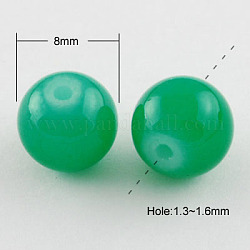 Chapelets de perles en verre imitation jade, peint à la bombe, ronde, vert de mer, 8mm, Trou: 1.3~1.6mm, Environ 100 pcs/chapelet, 31.4 pouce