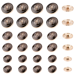 Fingerinspire 30 Stück 3 Stil 1-Loch-Ösenknöpfe aus Legierung und Emaille, flach rund mit Löwe & Krone, Schwarz, 15~25x8~10 mm, Bohrung: 2 mm, 10pcs / style