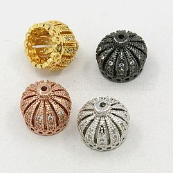 Messing Zirkonia Perlen, Krone, Mischfarbe, 11.5x11 mm, Bohrung: 1 mm