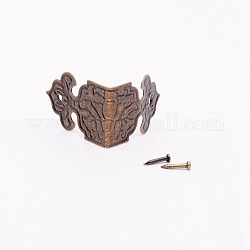 Protezioni angolari in ferro, con viti, per la decorazione di gioielli scatola di mobili, bronzo antico, 24.7x25.5x0.5mm, Foro: 1.6 mm