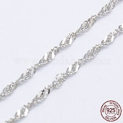 Rhodium Plated 925 Sterling Silver Necklaces, with Spring Ring Clasps, 16 inch, 1.5mm wide