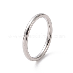 201 anneau simple fin uni en acier inoxydable pour femme, couleur inoxydable, diamètre intérieur: 17 mm