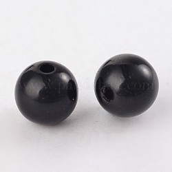 Acrylic Beads, Round, Black, about 8mm in diameter, 2mm thick, Hole: 1.5mm, about 800pcs/200g