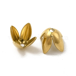304 Edelstahl Perlenkappen, 4 - Blütenblatt, Blume, golden, 9x9x6.5 mm, Bohrung: 1.4 mm