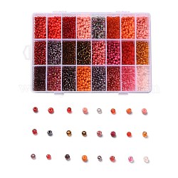 288g 24 colores cuentas de semillas de vidrio, redondo, color mezclado, 6/0, 4~5x2.5~4.5mm, agujero: 1.2~1.5 mm, 12 g / color