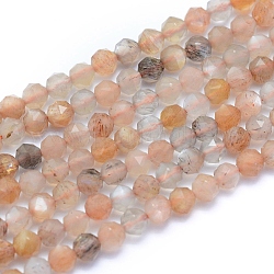 Brins de perles naturelles multi-pierre de lune, facette, ronde, 4mm, Trou: 0.6mm, Environ 97 pcs/chapelet, 15.35 pouce (39 cm)