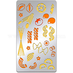 Stencil per spaghetti benecreat, Modello di disegno di cibo per noodle da 7x4 pollice, stencil per vernice in metallo, acciaio inossidabile, per legno, diario dei proiettili, intaglio e scrapbooking