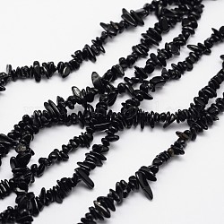 Chips natürliche schwarze Turmalin Perlen Stränge, 3~8x3~12x3~5 mm, Bohrung: 1 mm, etwa 32 Zoll