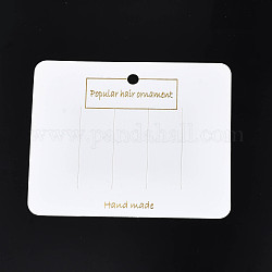 Cartes d'affichage en carton de pince à cheveux, rectangle avec mot ornement de cheveux populaire, blanc, 8.5x7x0.05 cm