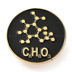 Сплавные эмалевые броши, эмалевый штифт, с клатчем-бабочкой, плоский круглый с химическим символом, золотые, чёрные, 30x10 мм