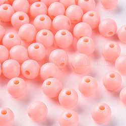 Perles acryliques opaques, ronde, saumon clair, 8x7mm, Trou: 2mm, environ 1745 pcs/500 g