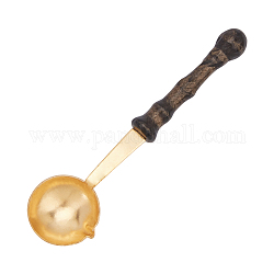 Cuchara de fusión de palos de cera de latón, con mango de madera, dorado, 97x25x17.5mm