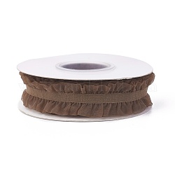 Polyester Organza Ribbon, Pleated Ribbon, Ruffle Ribbon, Camel, 1 inch(25mm), about 50yards/roll(45.72m/roll)