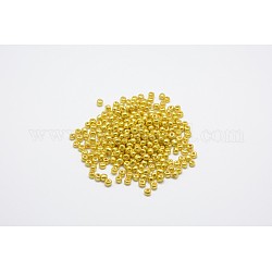 Abalorios de la semilla de cristal electrochapa, rocallas agujero redondo, oro chapado, 3.5~5.5 mm de diámetro, 2.5~6.8 mm de espesor, agujero: 1 mm, aproximamente 6140 unidades / libra