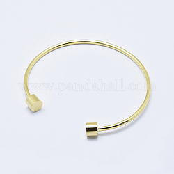 Fabrication de bracelet de manchette en acier inoxydable chirurgical 316 écologique, avec perles de colonne amovibles, Plaqué longue durée, véritable 18k plaqué or, 2-1/2 pouce (6.3 cm)