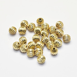 Perles ondulées en laiton plaqué longue durée, véritable 18k plaqué or, sans nickel, ronde, 5mm, Trou: 1mm