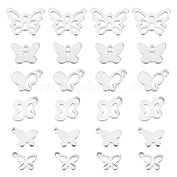 DICOSMETIC 300pcs 6 Styles 201 Stainless Steel Butterfly Charms Hollow Butterfly Charms Metal Insect Charms Tiny Butterfly Pendants for Necklace Bracelet Jewelry Making,Thick:0.7mm