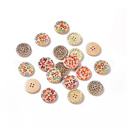 Rond peinte bouton de couture de base 4 trous, boutons en bois de 1 pouce, couleur mixte, environ 25 mm de diamètre, 100 pcs /sachet 