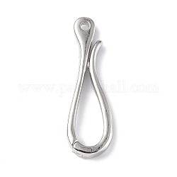 Rack Plating Brass Hook Clasps, Long-Lasting Plated, Platinum, 30x9.5x3mm, Hole: 1.8mm