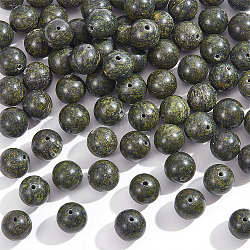 Nbeads 2 brins naturel serpentine/vert dentelle perles de pierre brins, ronde, 10mm, Trou: 1mm, Environ 36 pcs/chapelet, 15 pouce