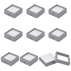 Boîte de rangement de bijoux carrée en acrylique avec fenêtre, boîte visuelle, couleur d'argent, 5.05x5.05x2 cm