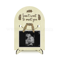Support de cadre photo d'annonce en bois en forme d'arc, pour les premières mamans, cadres d'échographie pour bébé, feuille, 180x125x4mm, Trou: 10mm
