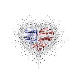SUPERDANT Iron On Rhinestone Stickers Hotfix Transfer Decal US Flag Heart Clear Bling Patch Clothing Repair Applique for Independence Day Decoration