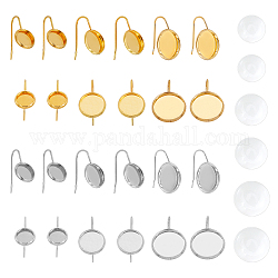 Unicraftale diy наборы для изготовления сережек с подвесками, круглые крючки для серег и кабошоны из купольного стекла, золотой и серебряный, 24 шт / коробка