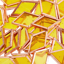 Olycraft 30 pz tessere di mosaico di vetro giallo mosaico di vetro con oro rosa bordo in ottone mini piastrelle di mosaico di cristallo carillon di vento di vetro parti forniture per la decorazione del partito mosaico fai da te arte della parete mestiere 0.6 x 1 pollici
