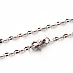 304 Edelstahl-Gliederkette Halsketten, mit Karabiner verschlüsse, Edelstahl Farbe, 23.6 Zoll (59.9 cm), 2.5 mm