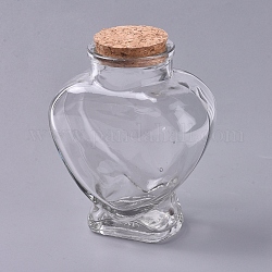 Herzförmige transparente Glasflaschen, Flaschen wünschen, mit Korken, für Kunsthandwerk, Projekte, Dekoration, Transparent, 10.3x8.2x4.7 cm