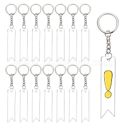 BENECREAT DIY Vertical Flag Acrylic Blank Pendant Keychain Making Kits, with Iron Split Key Rings, Platinum & Stainless Steel Color, Pendants: 75x19.5x3mm, Hole: 3mm, 20pcs/box