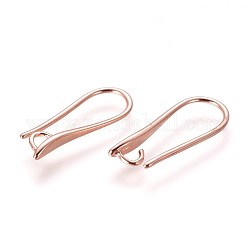 Brass Earring Hooks, with Horizontal Loop, Rose Gold, 19.5x8x2.5mm, Hole: 2mm, 18 Gauge, Pin: 1mm