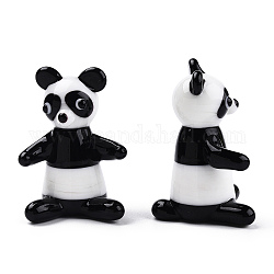 Handmade lampwork Hauptdekorationen, 3D-Panda-Ornamente zum Verschenken, Schwarz, 32~35x36x49~52 mm