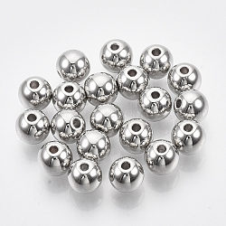 CCB perles en plastique, pour le bricolage fabrication de bijoux, ronde, platine, 8x7mm, Trou: 1.6mm, environ1900 pcs / 500 g.