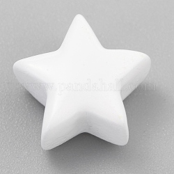 Spray Painted Brass Beads, Star, White, 9.5x10x5.5mm, Hole: 2.3mm