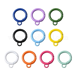 10 anello per cancelli a molla in lega verniciata a spruzzo, anelli rotondi, colore misto, 31x25x4mm, Foro: 4.8 mm, diametro interno: 18mm
