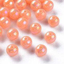 Opake Legierung Perlen, ab Farbe plattiert, Runde, Licht Lachs, 12x11 mm, Bohrung: 2.5 mm, ca. 566 Stk. / 500 g