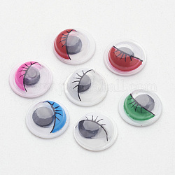 Wiggle plastique yeux écarquillés boutons bricolage accessoires artisanat scrapbooking jouets avec étiquette emplâtre sur le dos, couleur mixte, 8x2.5~3.5mm