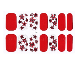 Nagellack-Aufkleber mit Fruchtblumen-Leoparden-Print, Selbstklebende Glitzerpuder-Nagelaufkleberstreifen, mit kostenlosen Maniküre-Pufferdateien, Purpur, 25x8.5~15 mm, 14pcs / Blatt