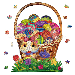 GLOBLELAND 200Pcs Easter Egg Wooden Jigsaw Puzzles for Adults Egg Basket Jigsaw Puzzles Wood Adult Colorful Jigsaw Puzzles for Birthday Christmas, 36x27.5cm/14.2x10.8inch
