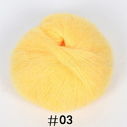Filato per maglieria in lana angora mohair da 25 g, per forniture per uncinetto per bambole con scialle e sciarpa, giallo, 1mm