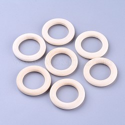 Unfinished Wood Linking Rings, Macrame Wooden Rings, Annular, Khaki, 40x8mm, Hole: 25.5mm